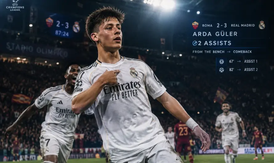 Arda Güler Roma Gecesinde Devleşti: Real Madrid’i İpten Alan Performans